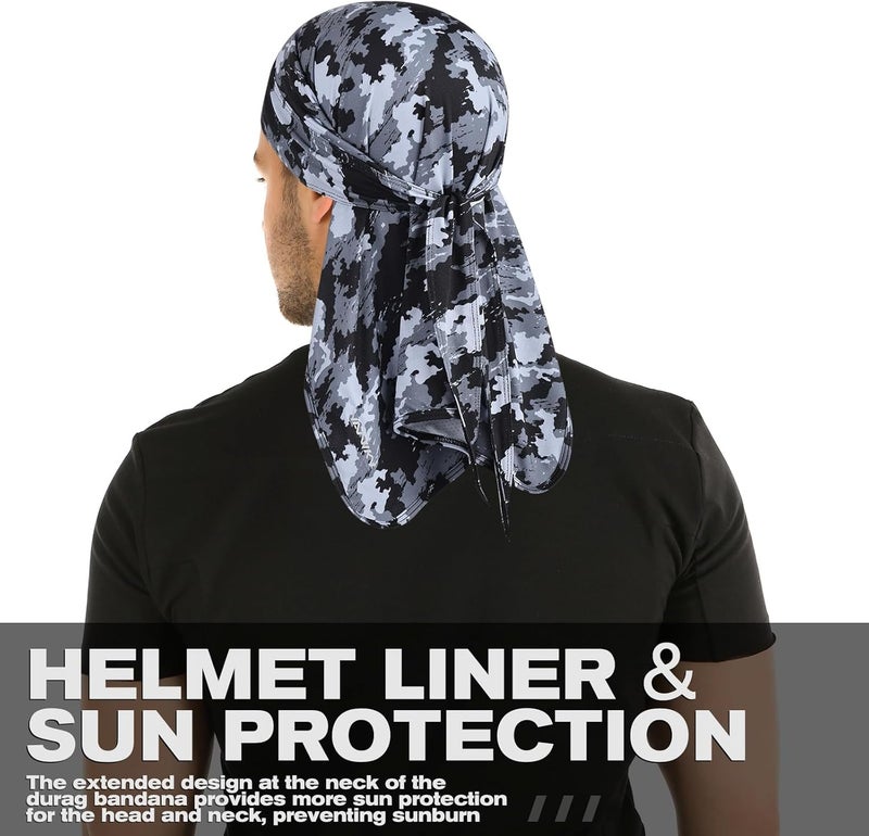 YANIKY Bandanas Skull Caps for Men, Do Rag Women Breathable Helmet Liner, 3 in 1 Face Covering UV Sun Protection Neck Drape Durags - Image 3